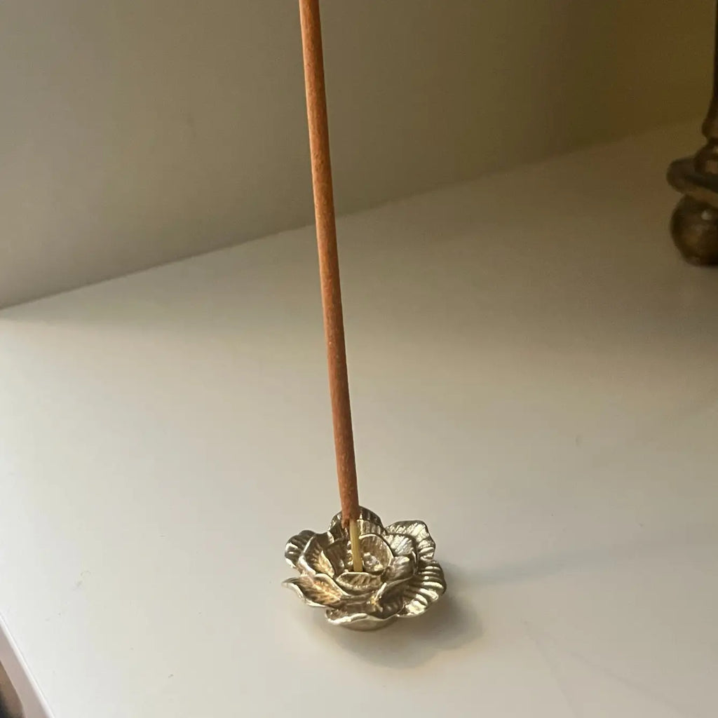 Brass Incense Holder - Rose