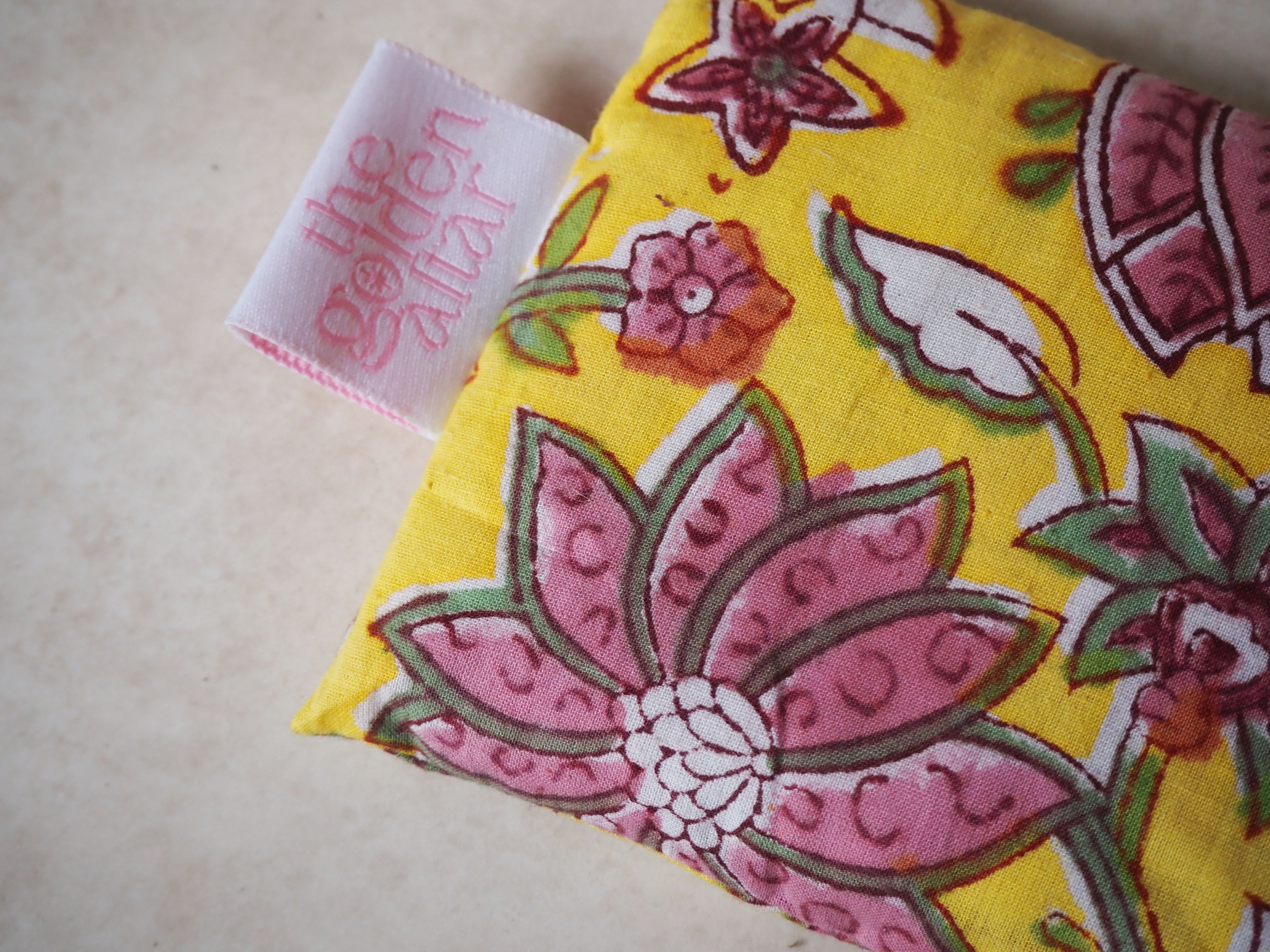 Yellow Block Printed Eye Pillow