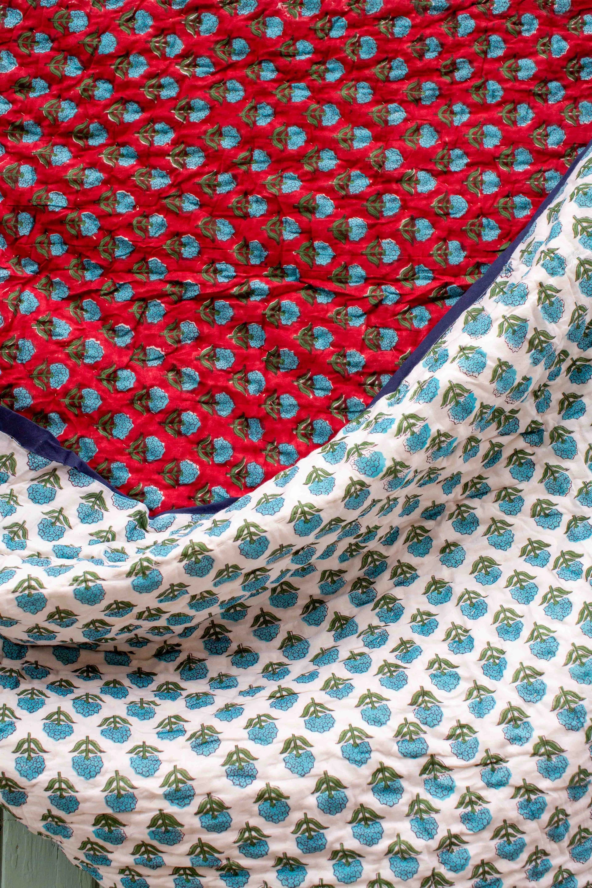 Block Printed Single Padded Quilt - Stanton