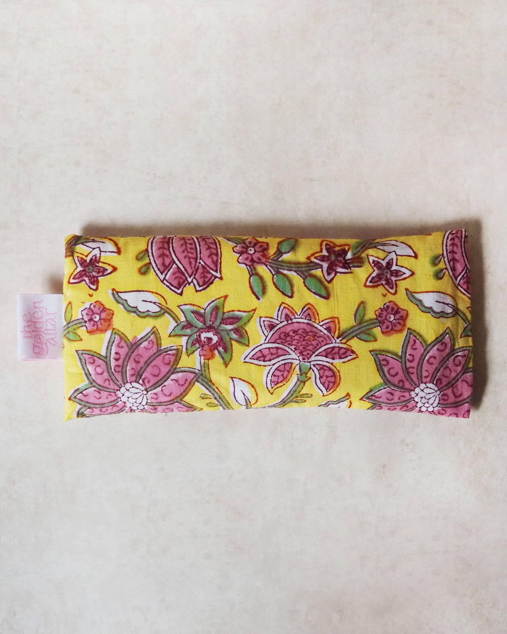 Yellow Block Printed Eye Pillow