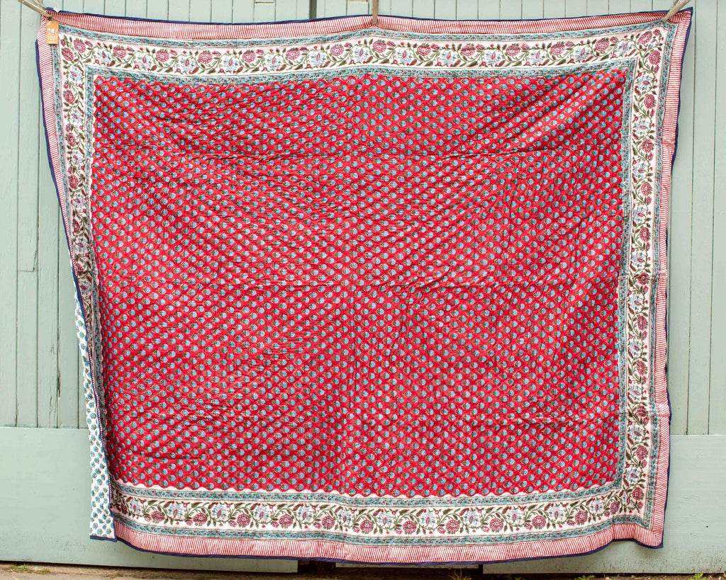 Block Printed Single Padded Quilt - Stanton