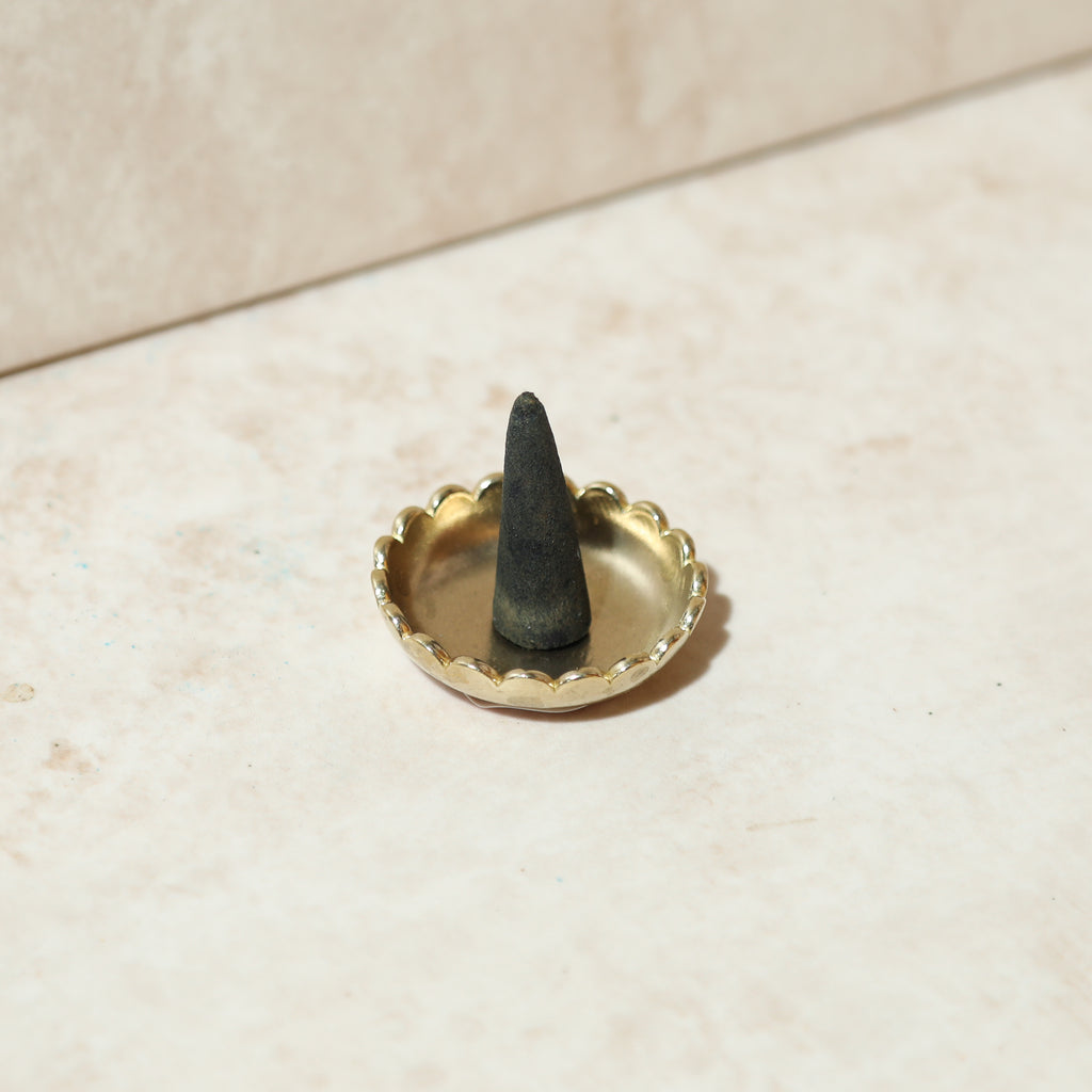 Brass Incense Holder - Scalloped Dish