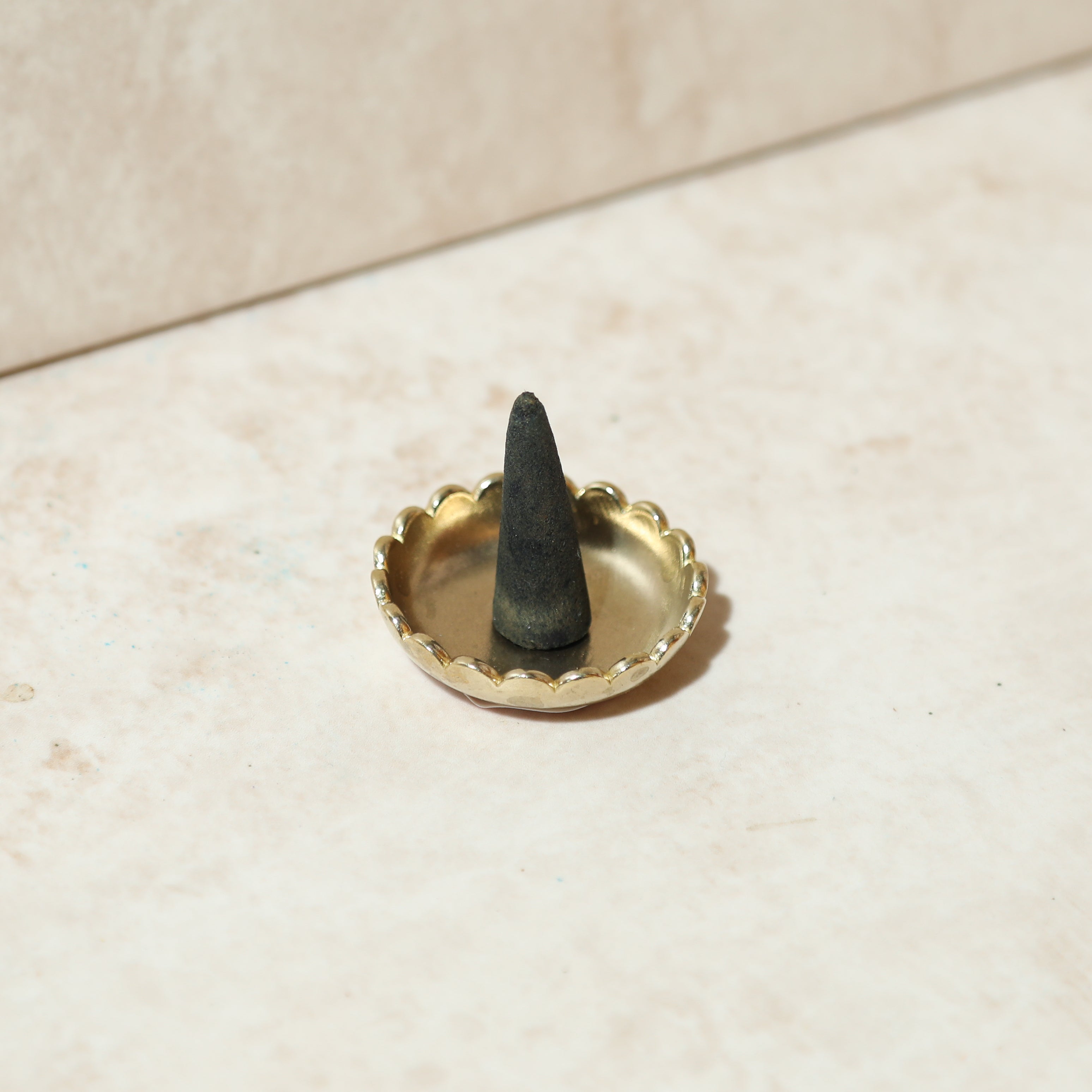 Brass Incense Holder - Scalloped Dish