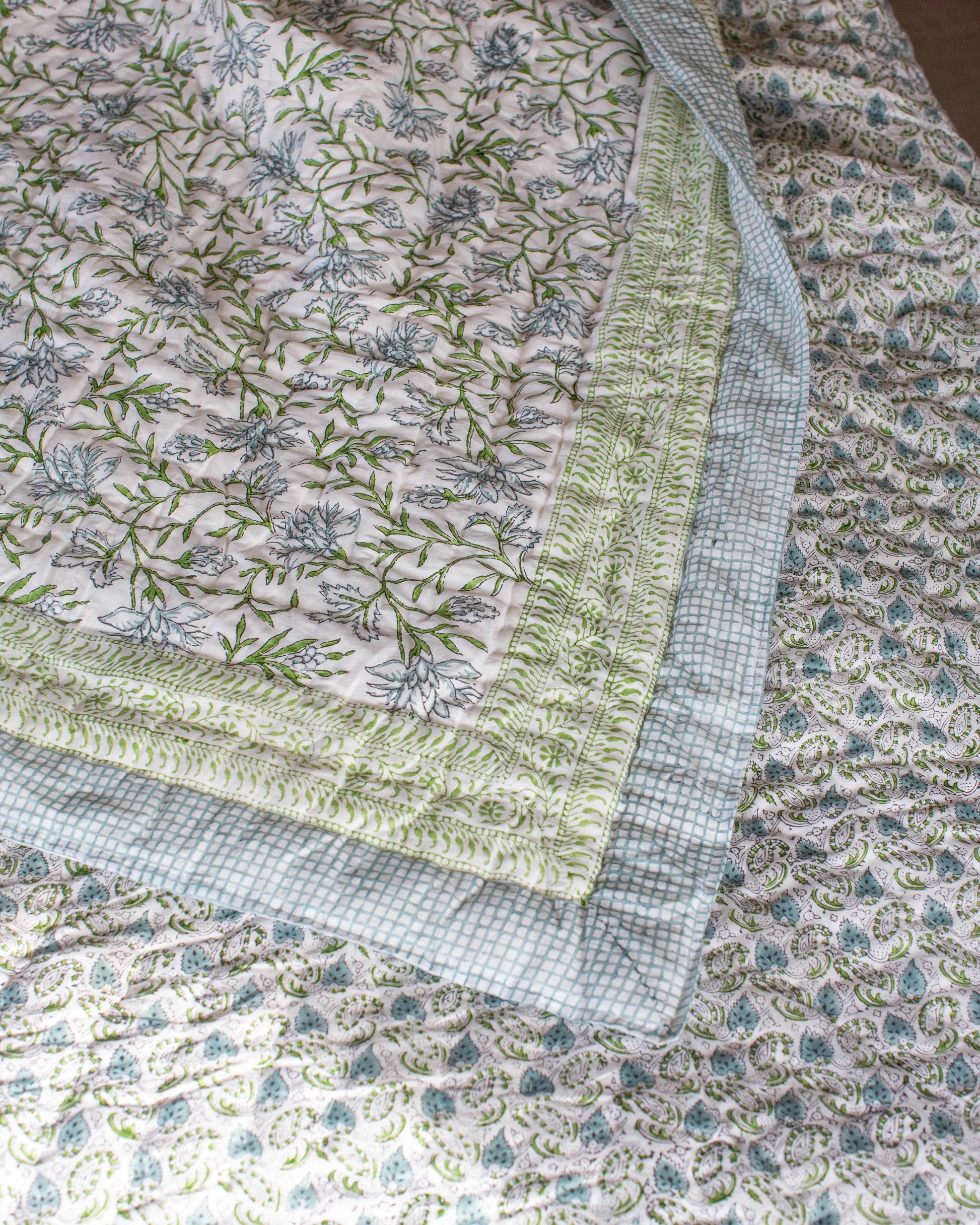 Block Printed Single Padded Quilt - Wilsford