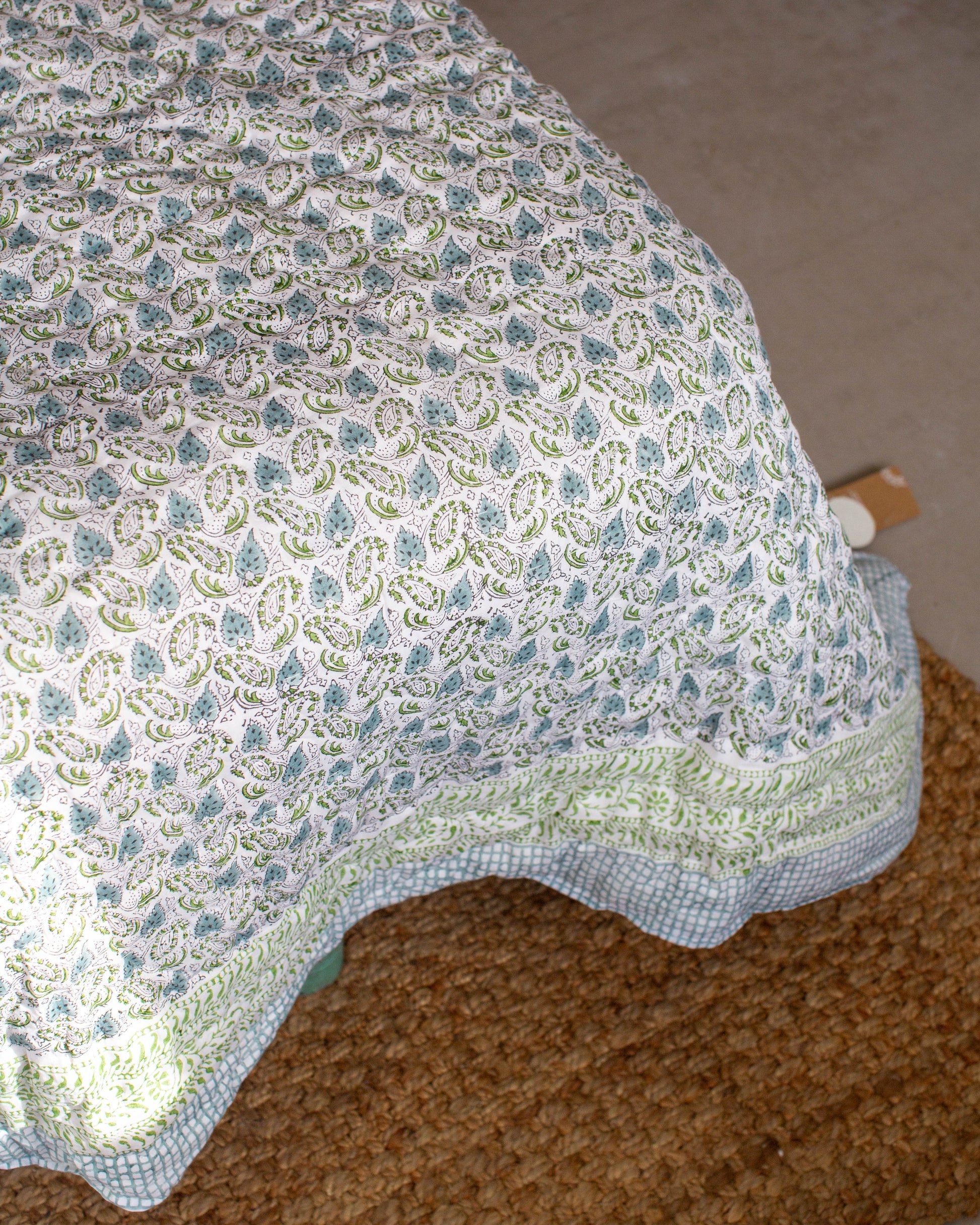 Block Printed Single Padded Quilt - Wilsford
