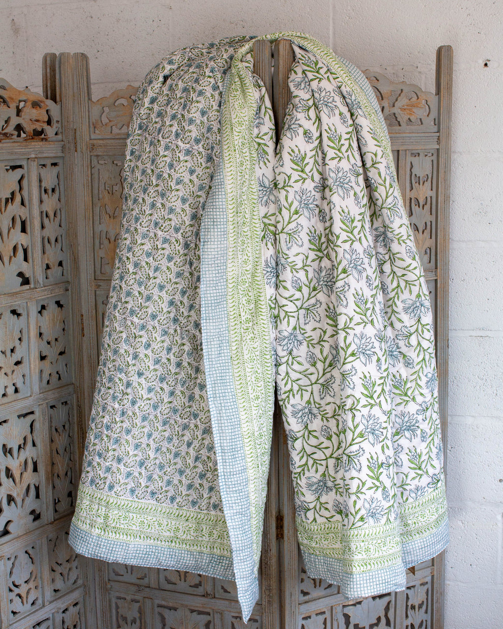 Block Printed Single Padded Quilt - Wilsford