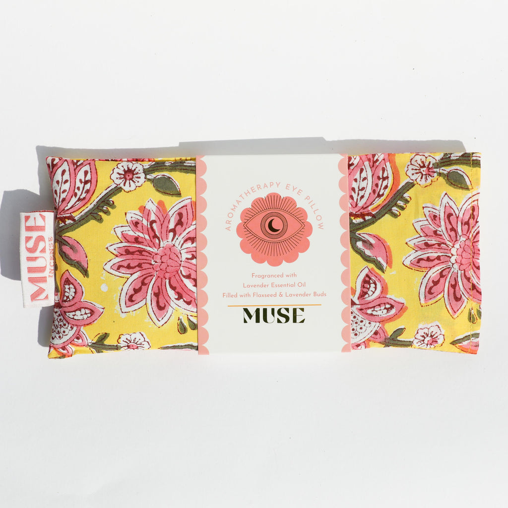 Yellow Block Printed Eye Pillow