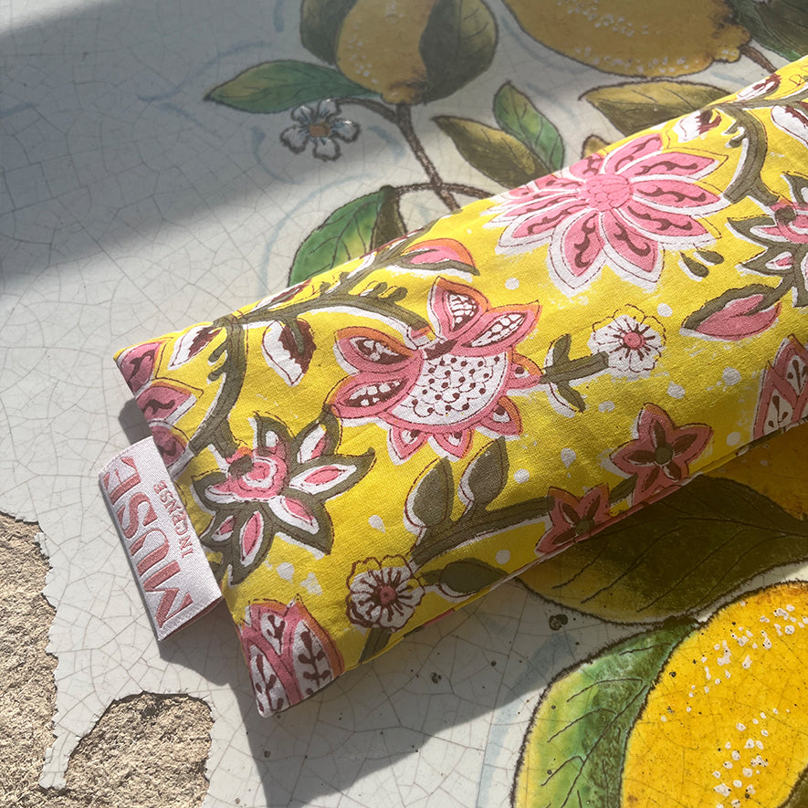 Yellow Block Printed Eye Pillow